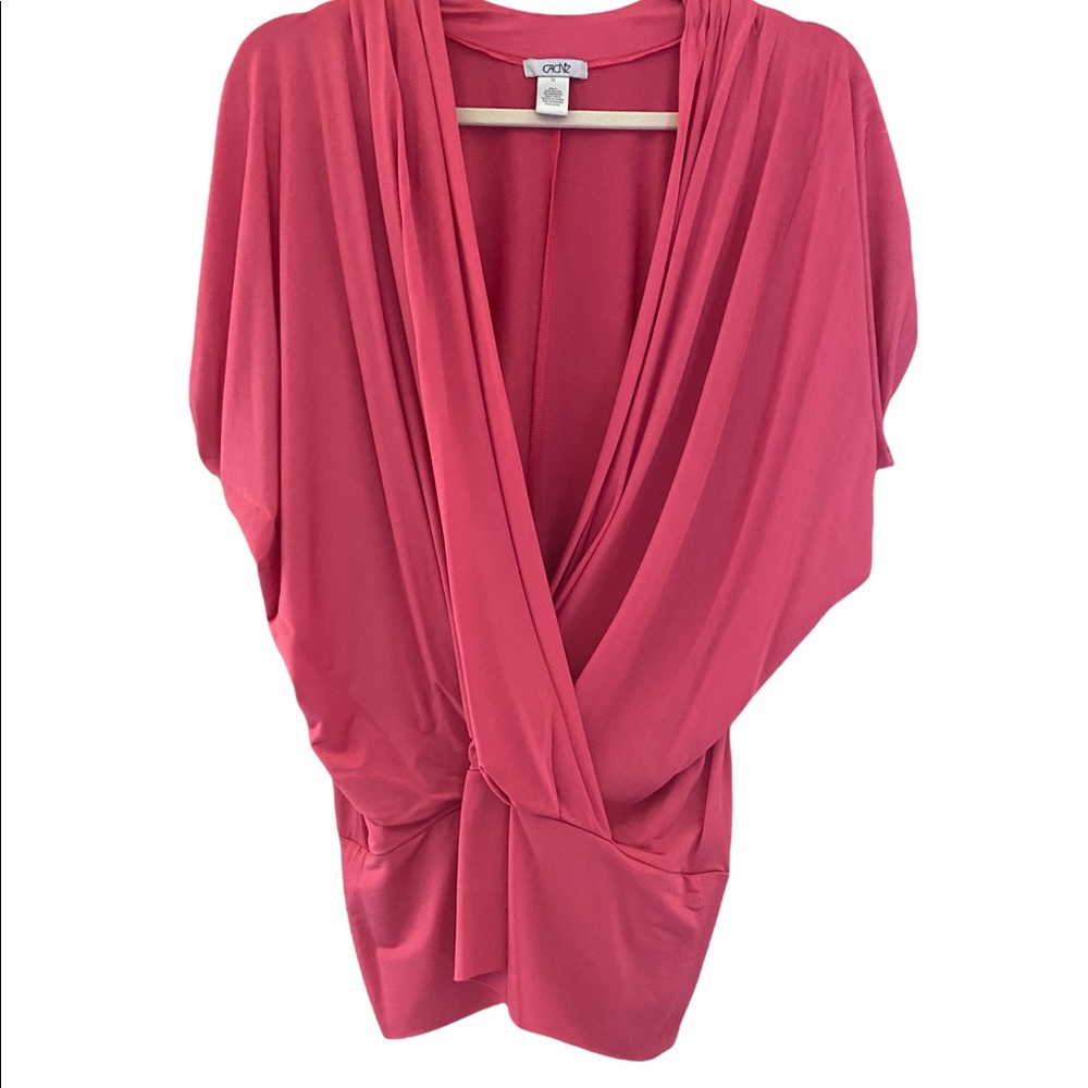 Cache pink shirt sleeve bad wing top size medium